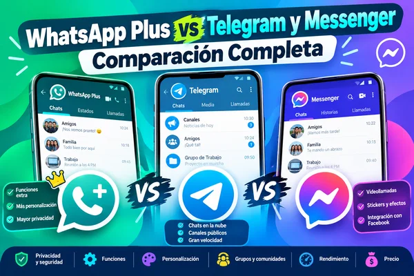 WhatsApp Plus vs Telegram y Messenger: Comparación Completa