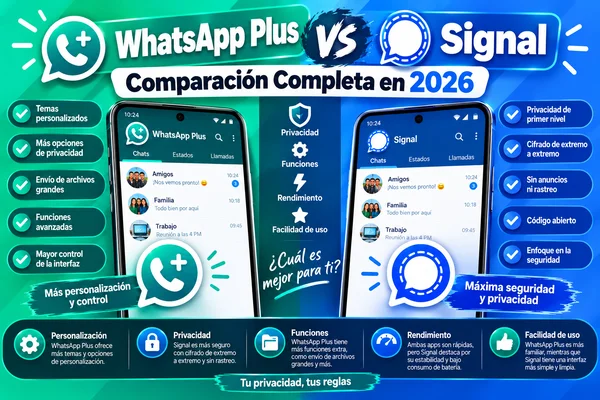 WhatsApp Plus vs Signal: Comparación Completa en 2026
